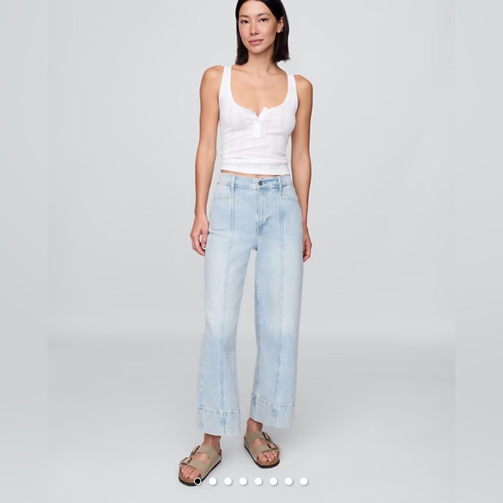 GAP High Rise Stride Wide Leg Ankle Jeans Light Wash Size 33 16L NWT ☀️🍂🥶🌼 - Picture 2 of 8